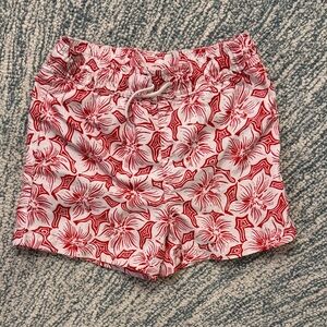 Janie and Jack Red Floral Swim Trunks